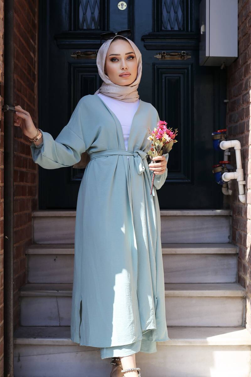 Kadın Kimono Pantolon Aerobin Takım Mint Yeşili
