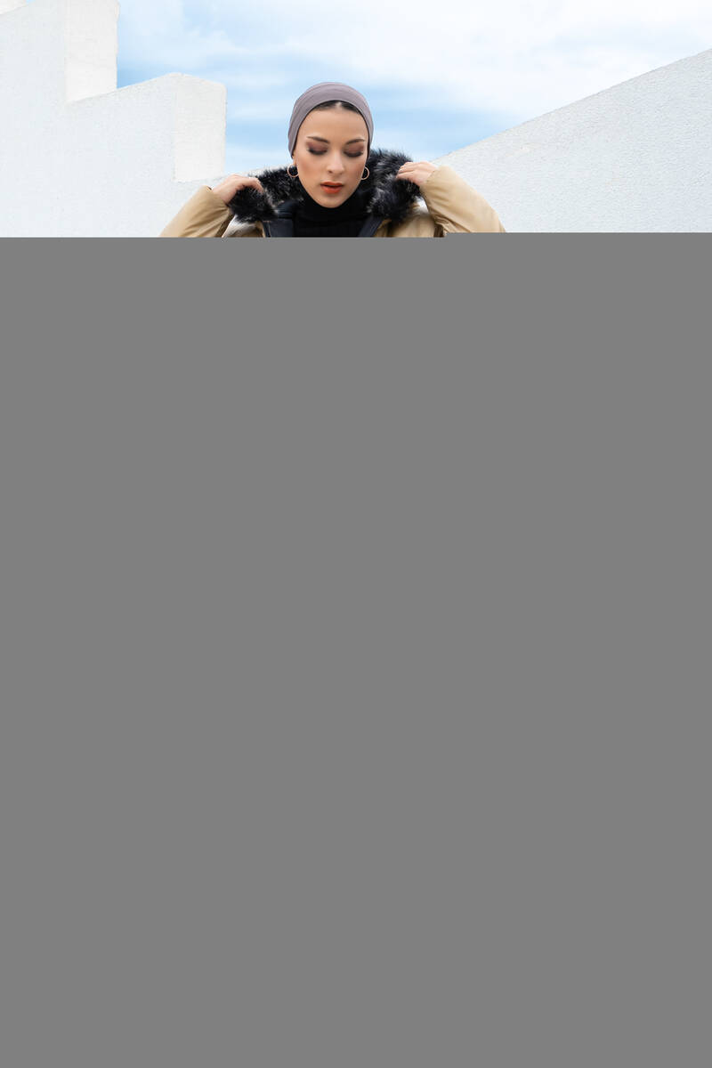 Kadın Uzun Çift taraflı Şişme Sibirya Mont Siyah
