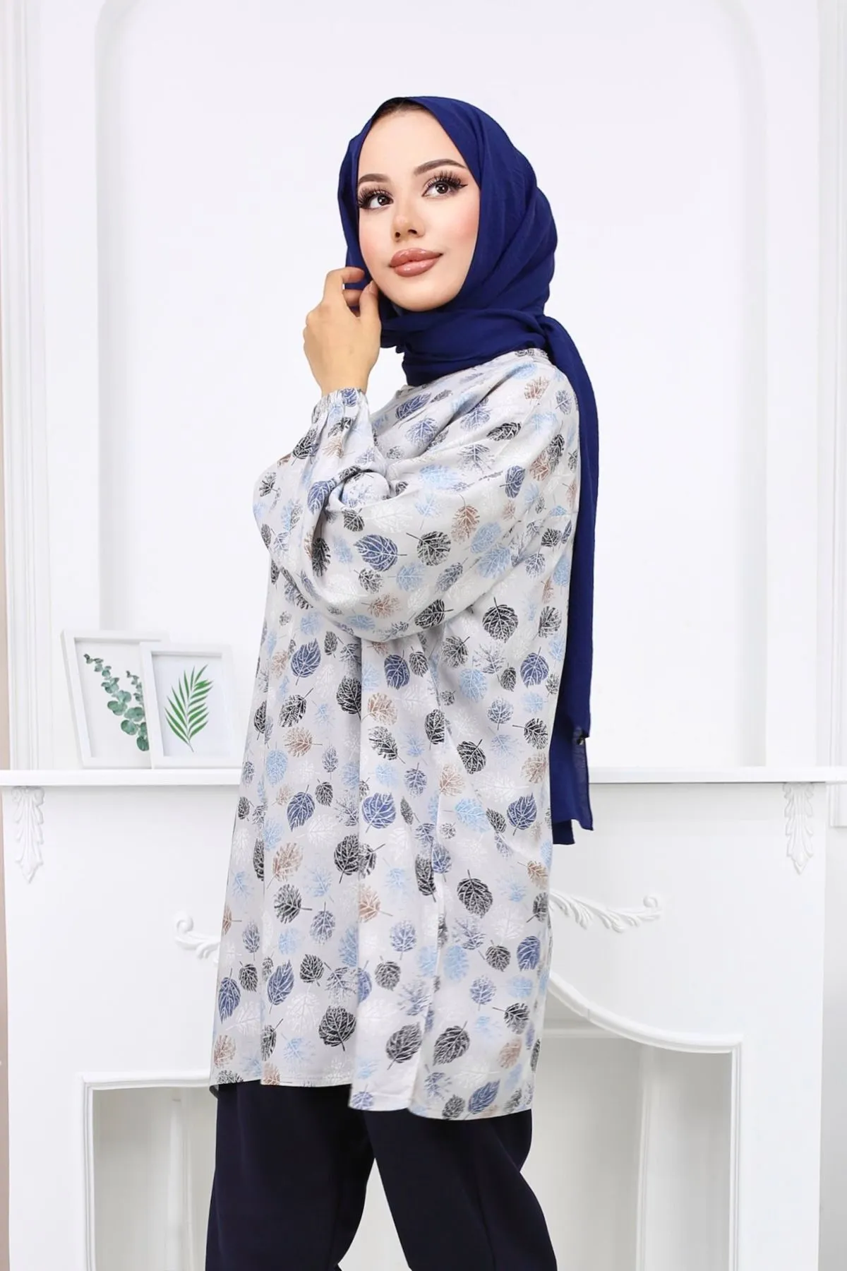 Mavi Yapraklı Tunik
