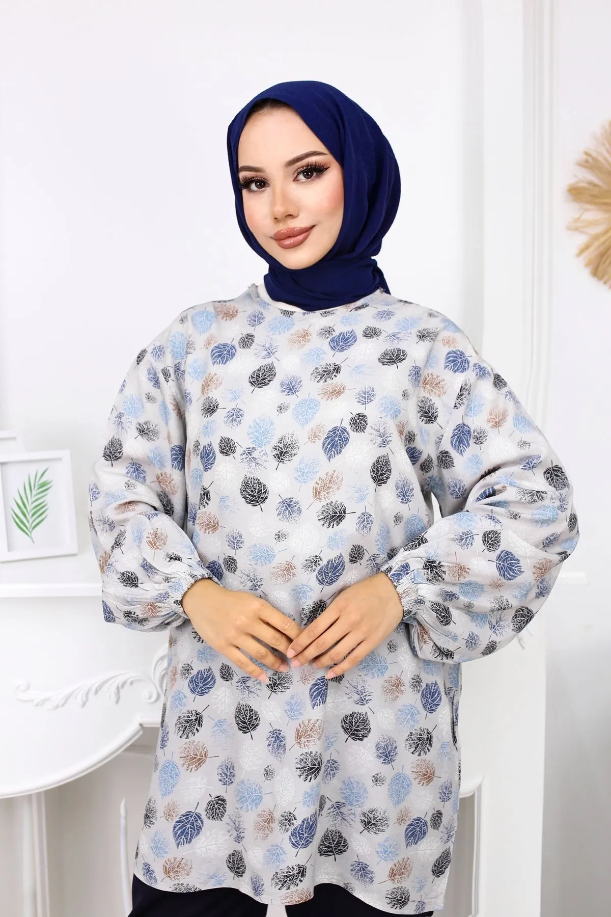 Mavi Yapraklı Tunik